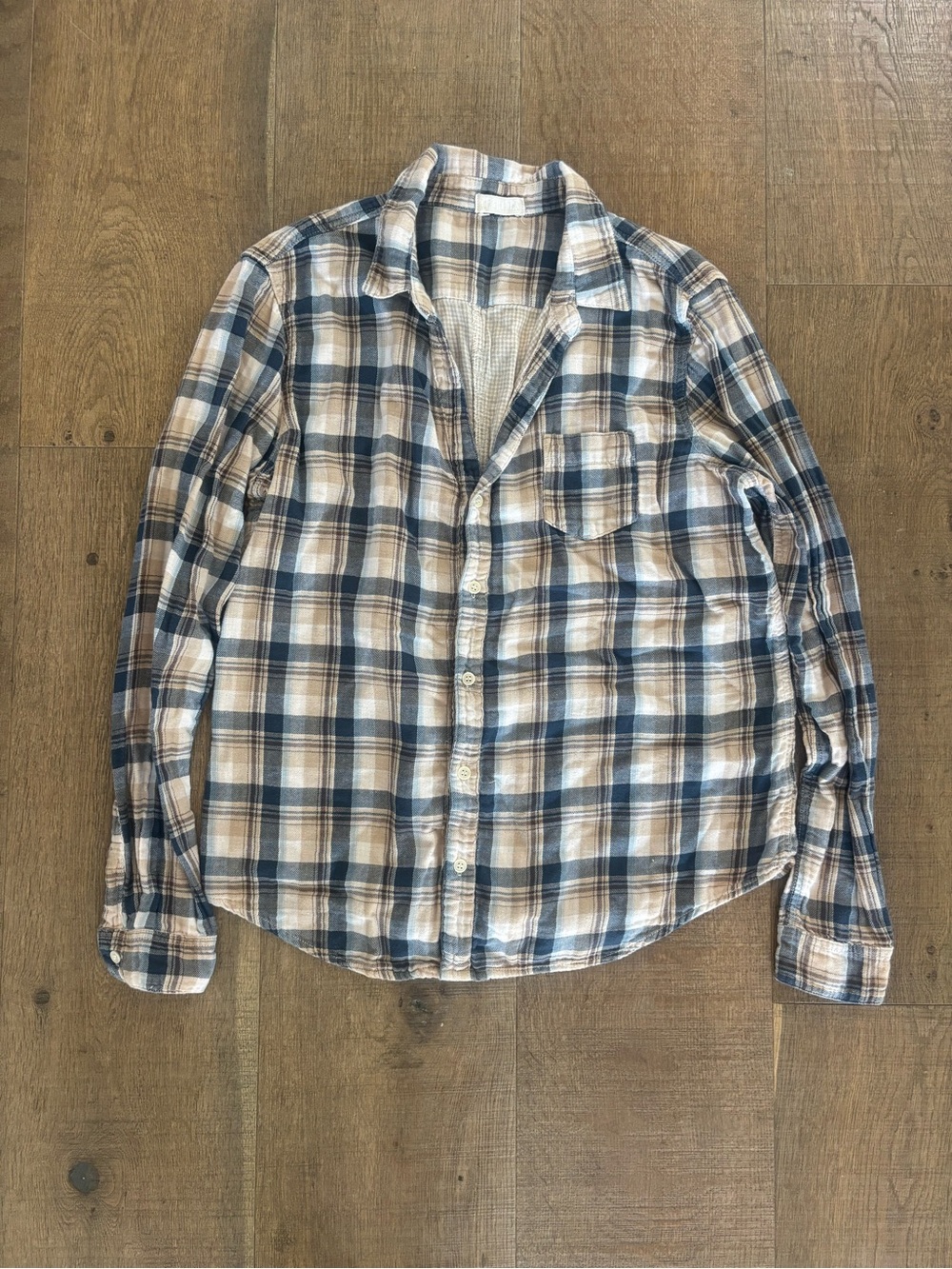 cp shades brown plaid thermal button down shirt collared